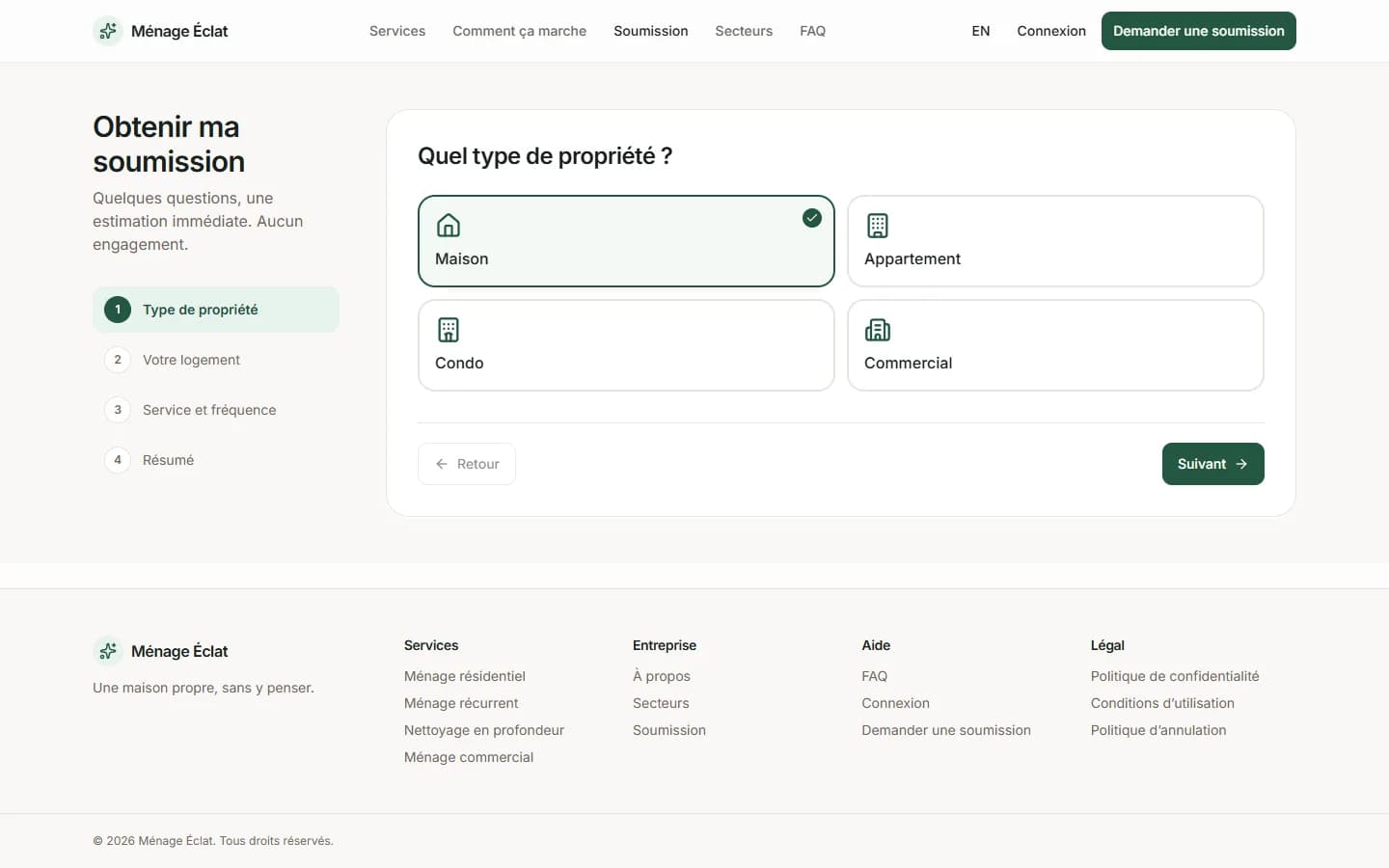 Ménage Éclat — Soumission en ligne