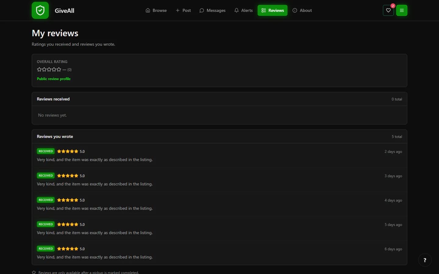 GiveAll — Member reviews