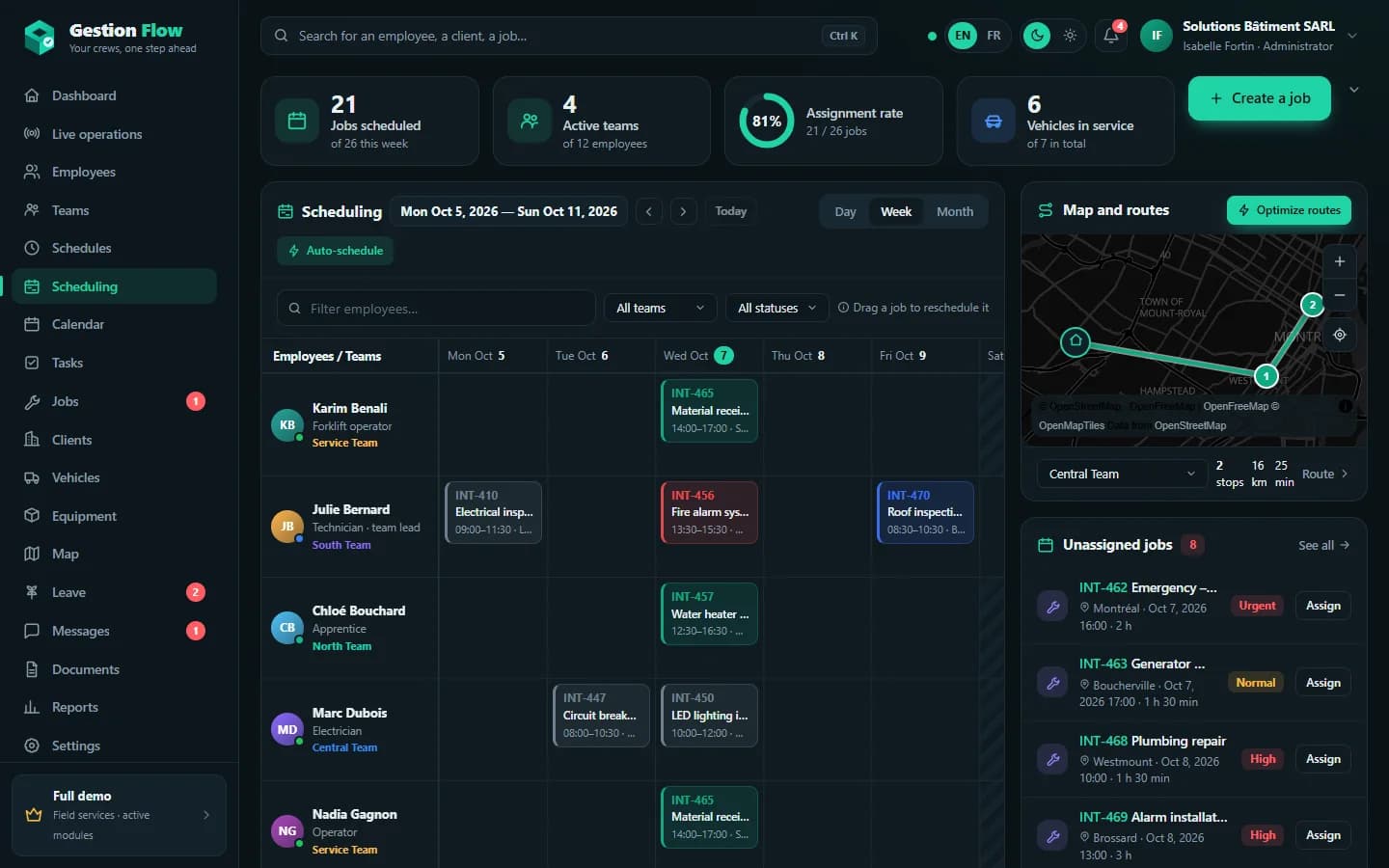 Gestion Flow — Drag-and-drop planning