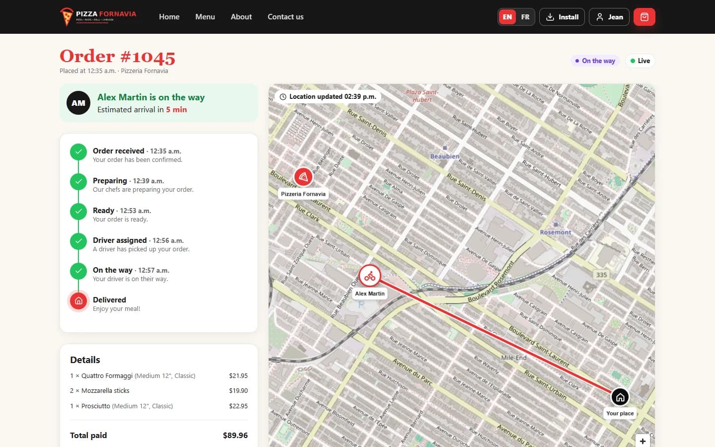Delivery App — Live driver tracking