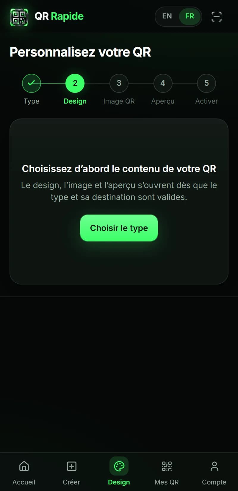 QR Rapide — Design sur mobile