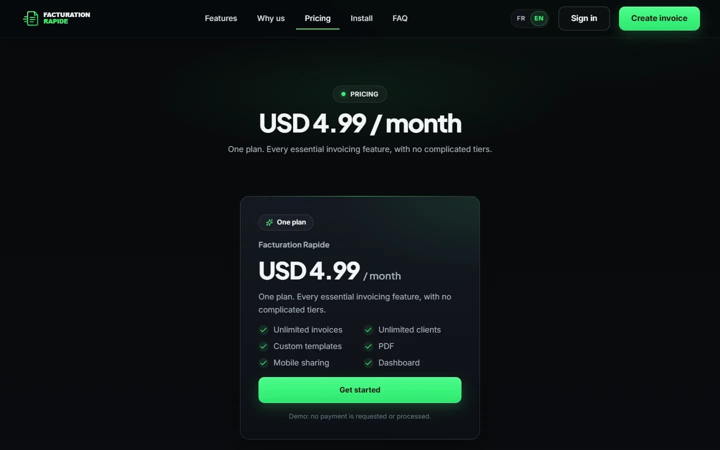 Facturation Rapide — Pricing