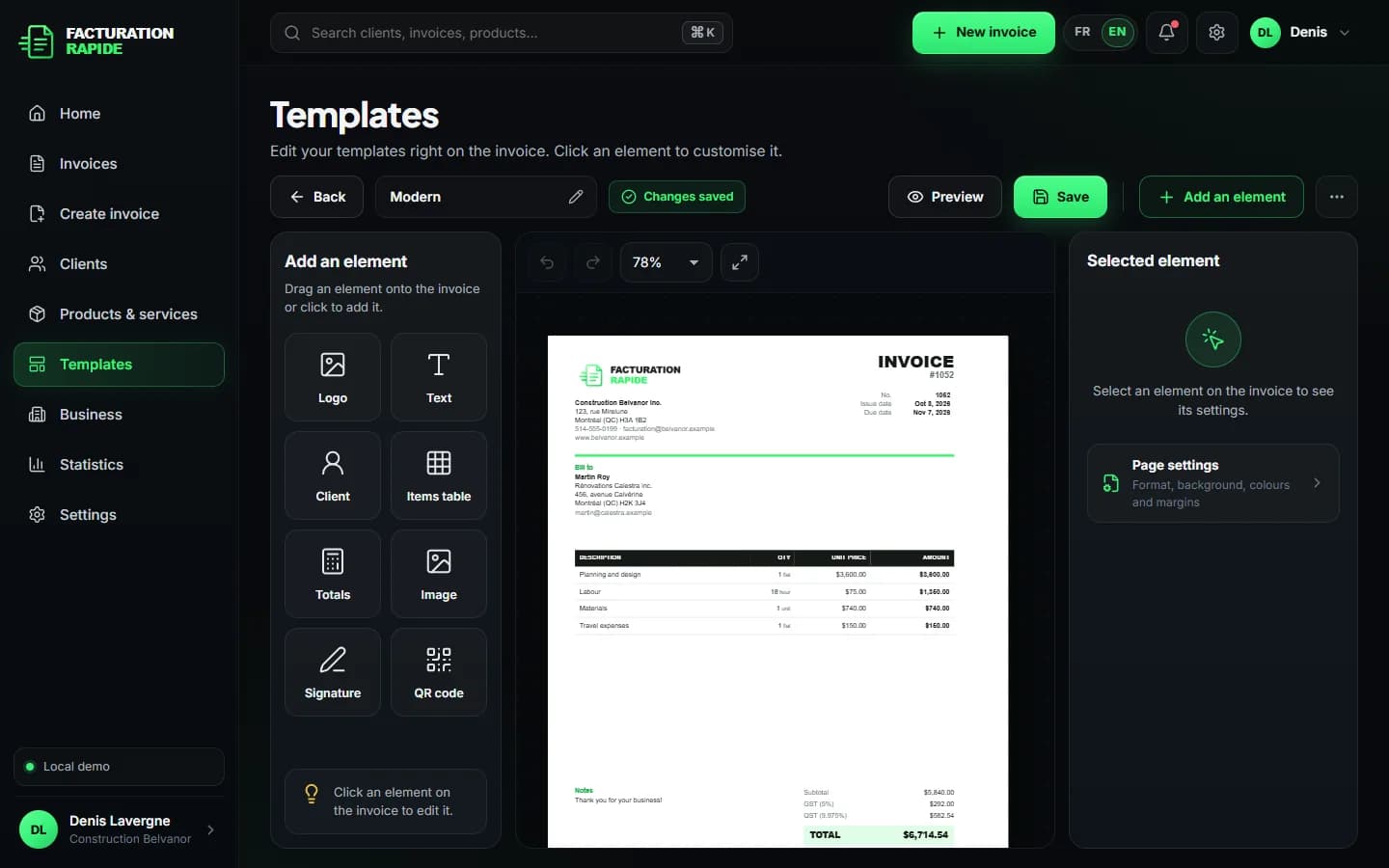 Facturation Rapide — Invoice Studio