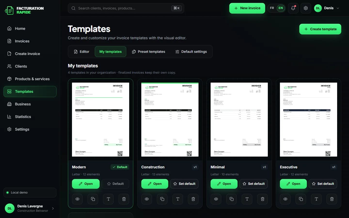 Facturation Rapide — Invoice templates