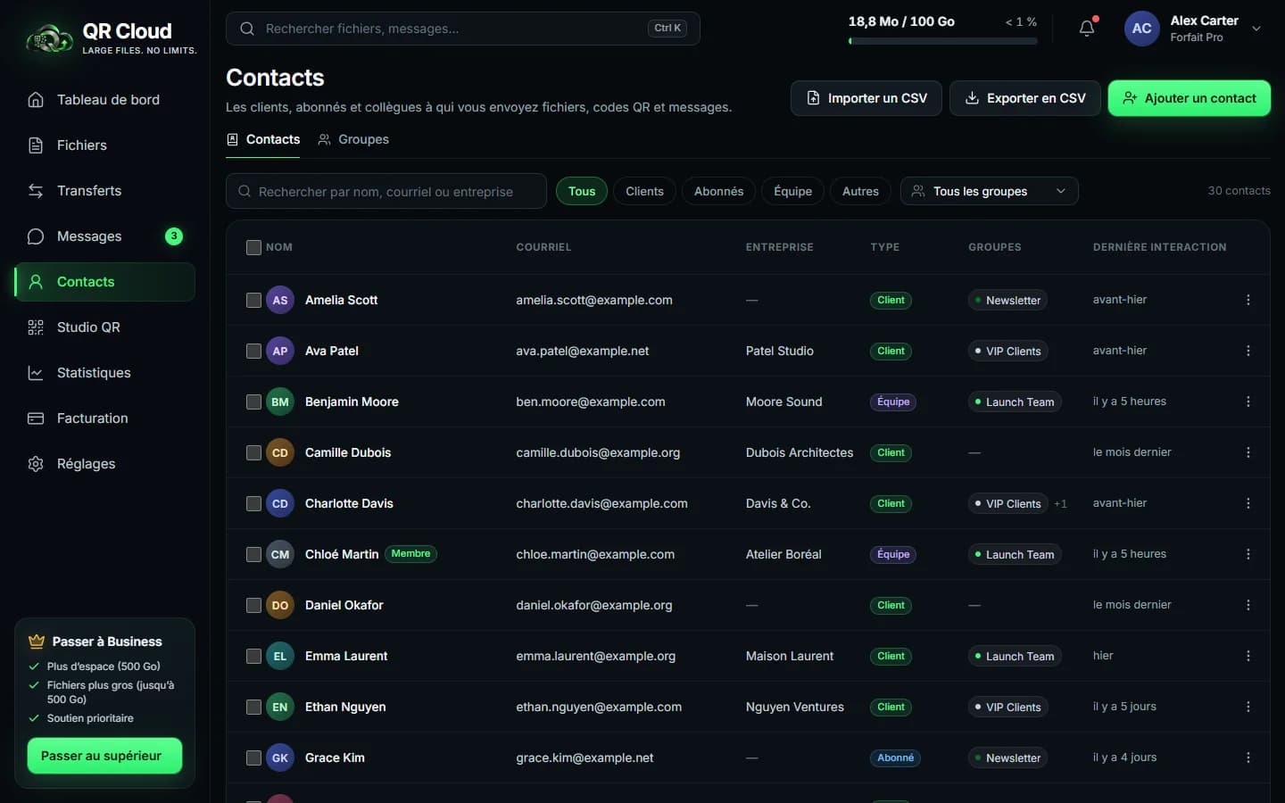 QR Cloud — Contacts