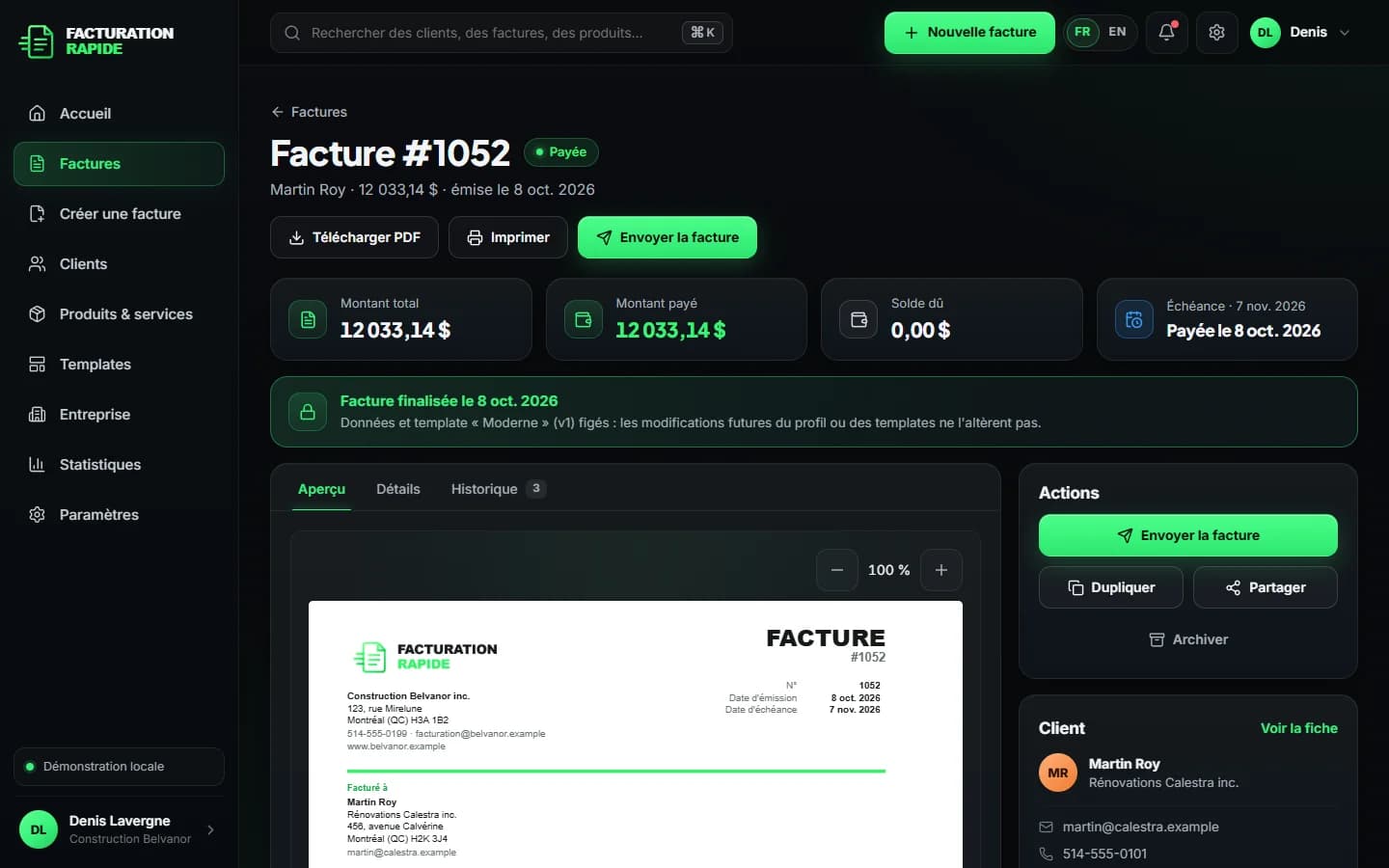 Facturation Rapide — Facture et PDF