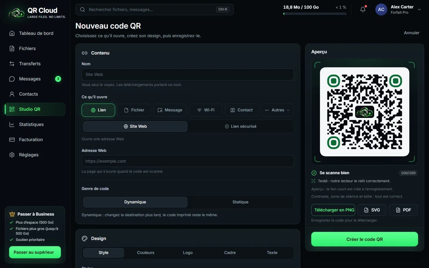 QR Cloud — Création d'un code QR