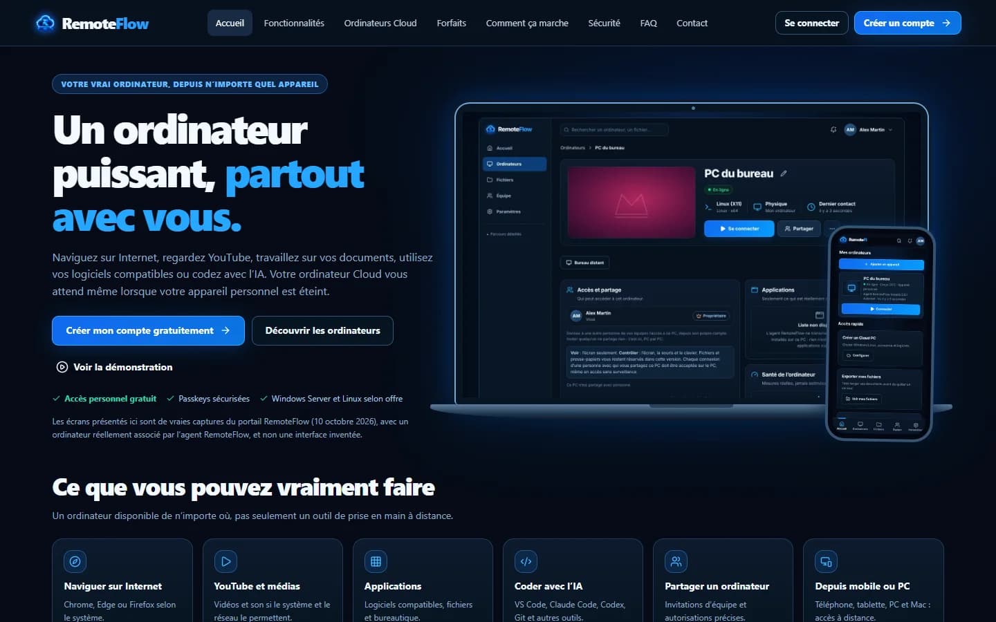 RemoteFlow — Page d'accueil