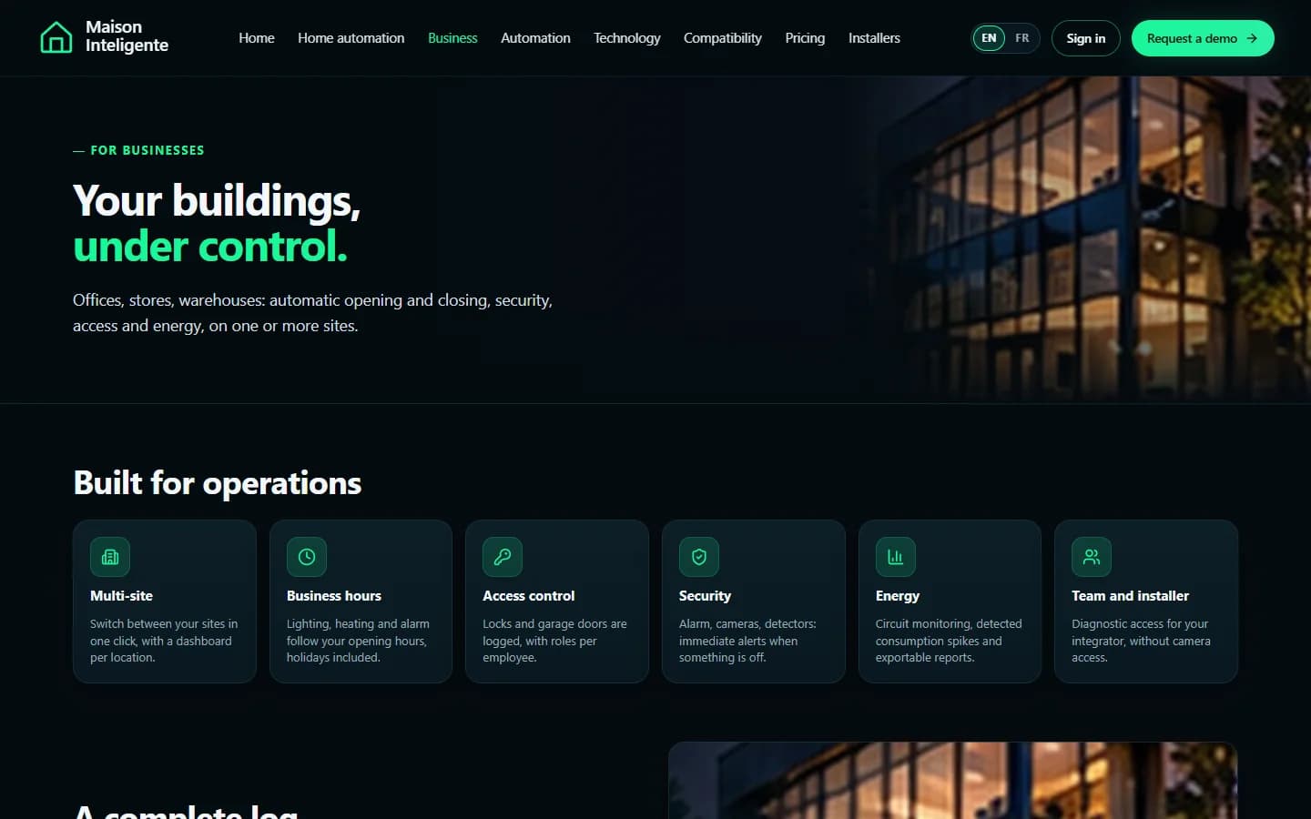 Maison Inteligente — For businesses