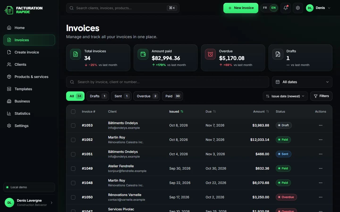 Facturation Rapide — Invoices