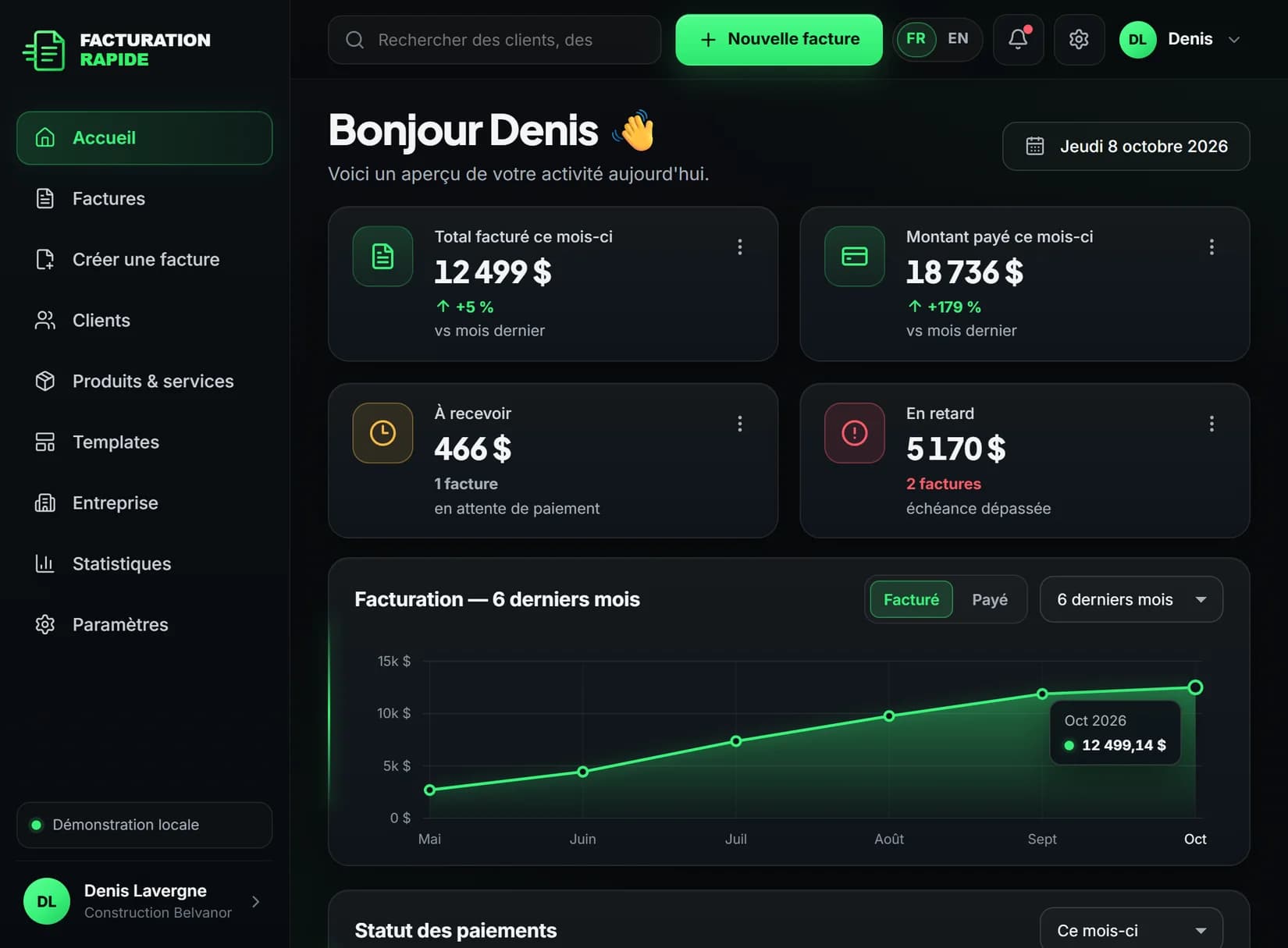 Facturation Rapide — Tableau de bord