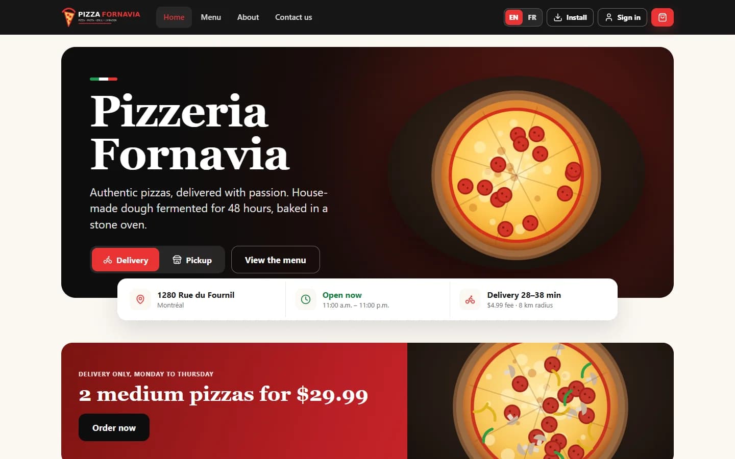 Delivery App — Restaurant website