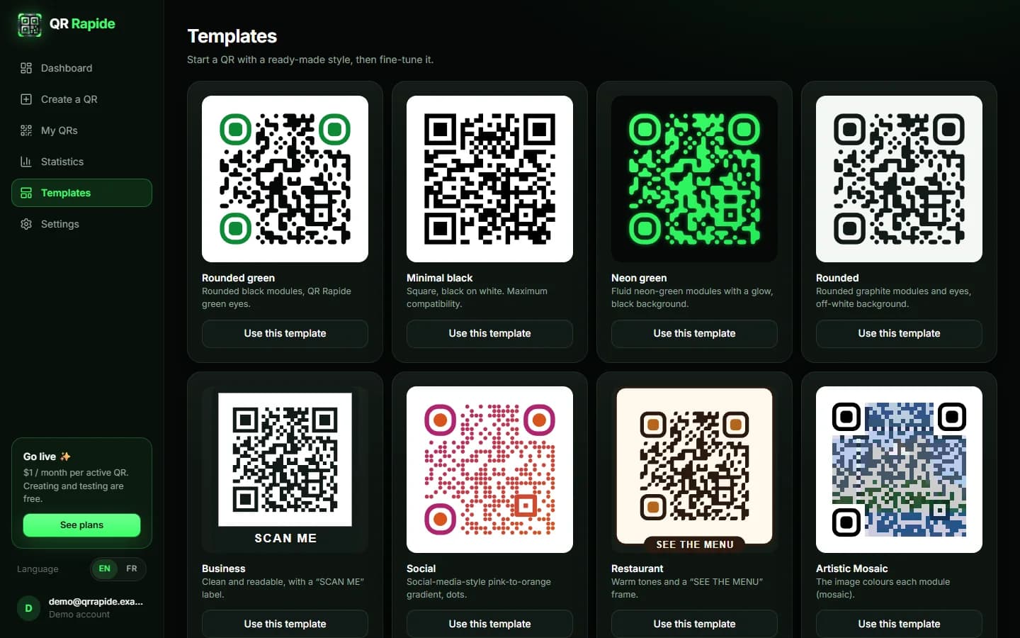 QR Rapide — Templates