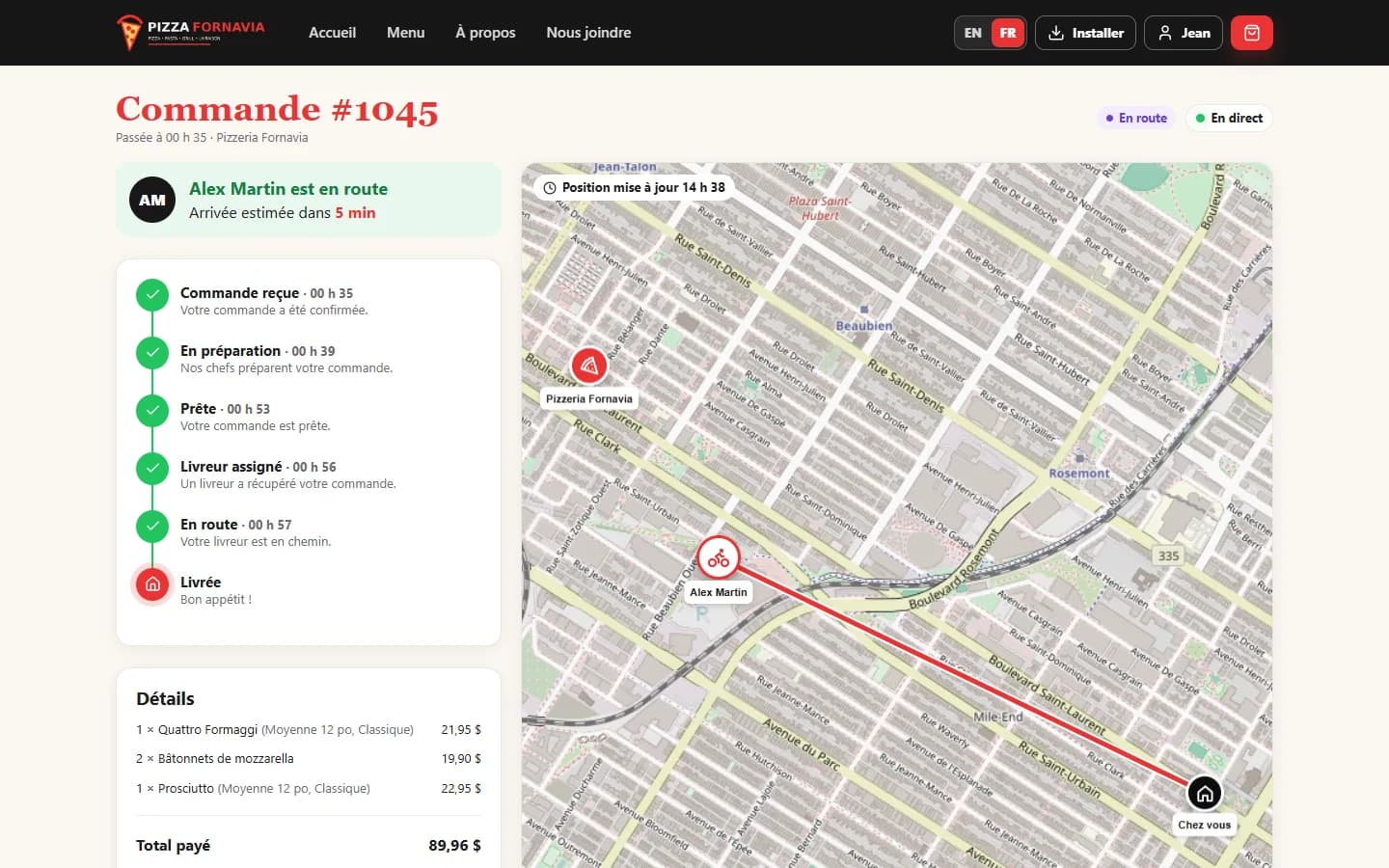 Delivery App — Suivi du livreur en direct