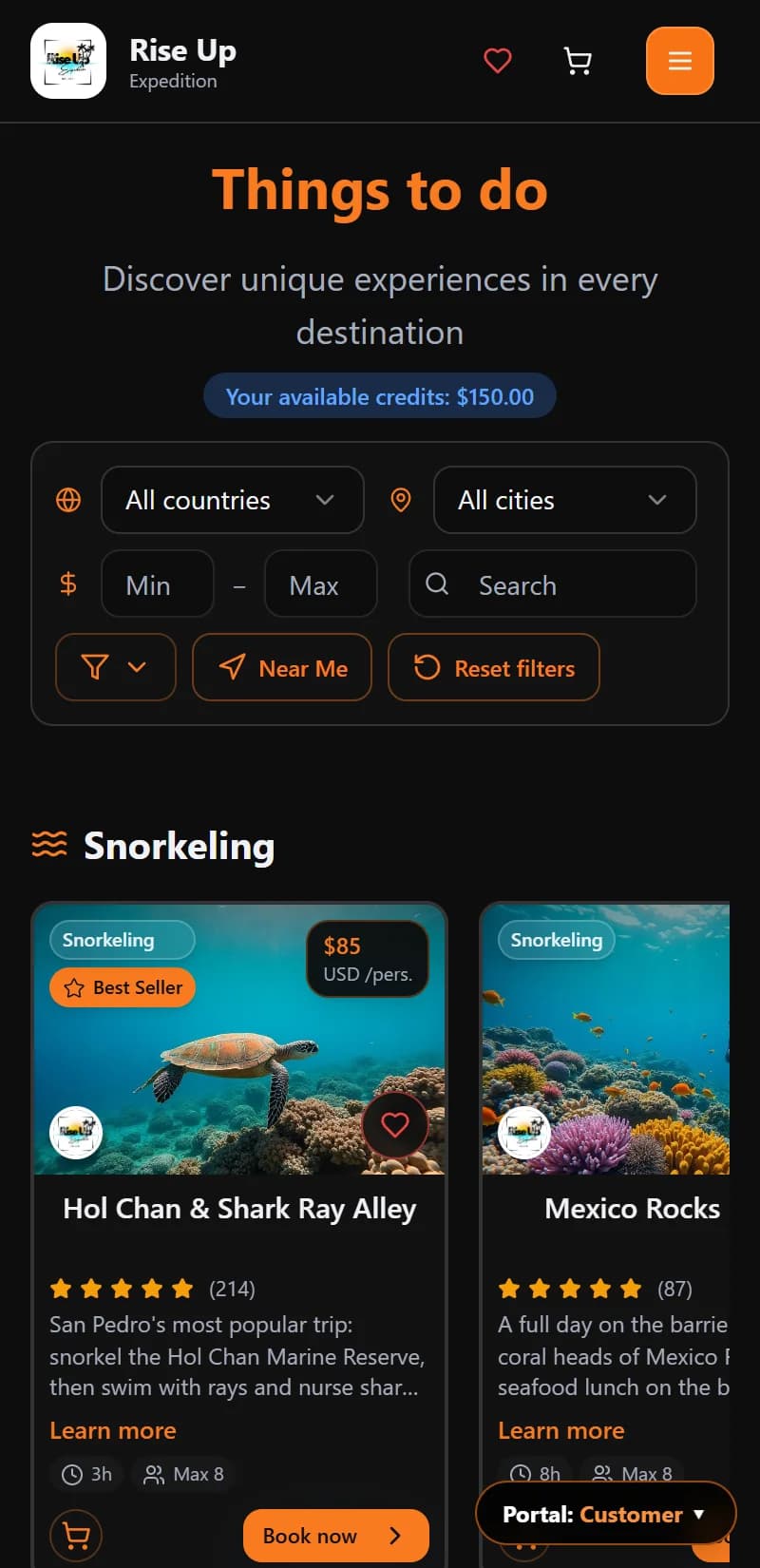 Rise Up Expedition — Activities on mobile
