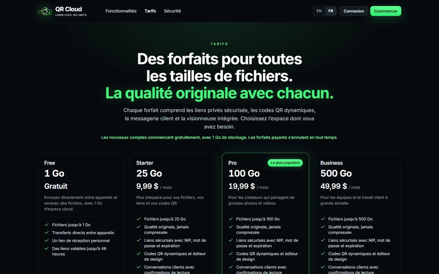 QR Cloud — Forfaits