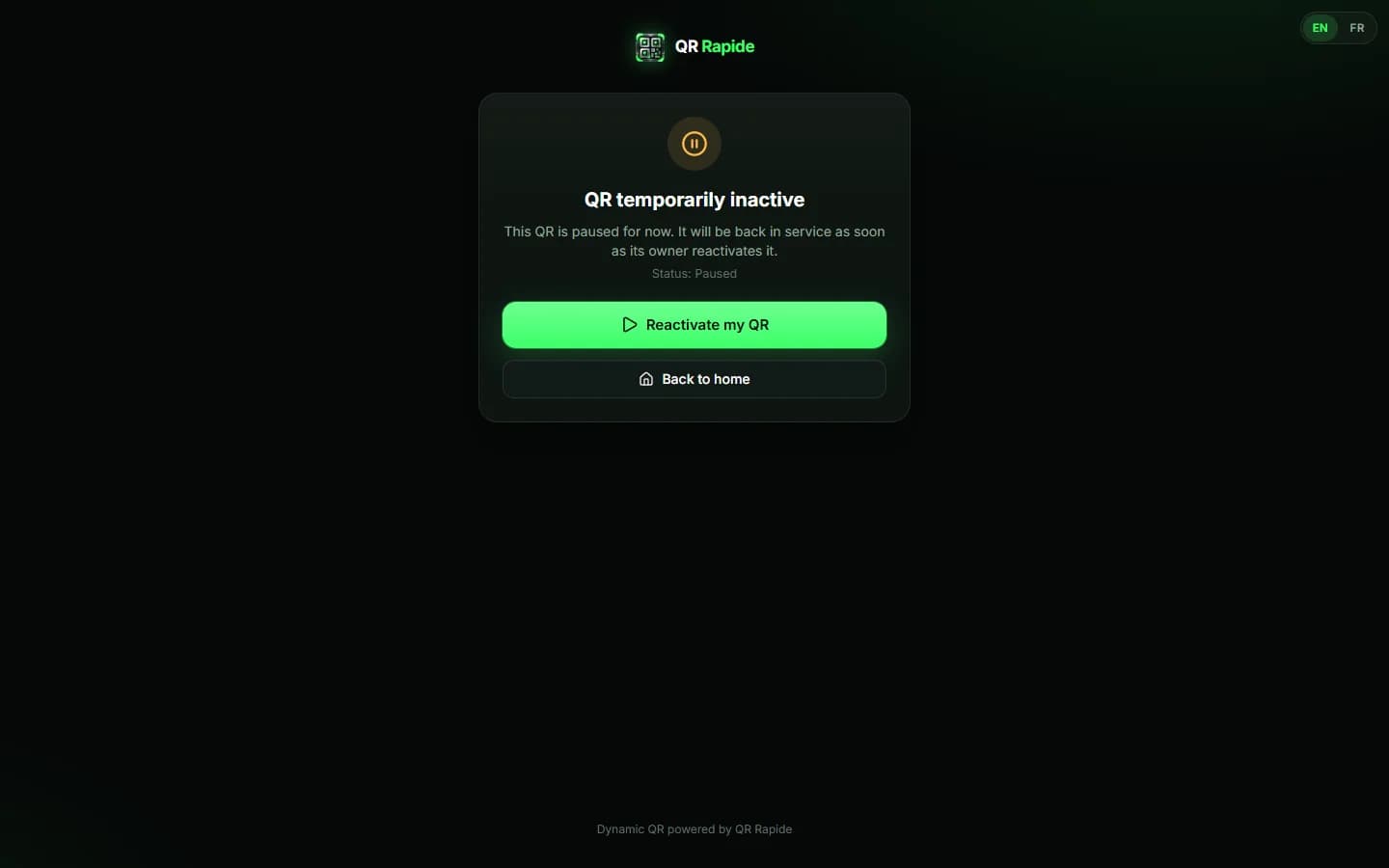 QR Rapide — Paused QR code