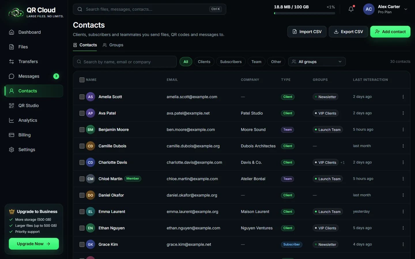 QR Cloud — Contacts