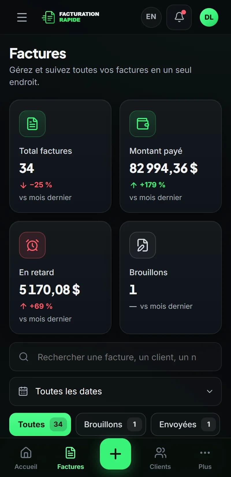 Facturation Rapide — Factures sur mobile