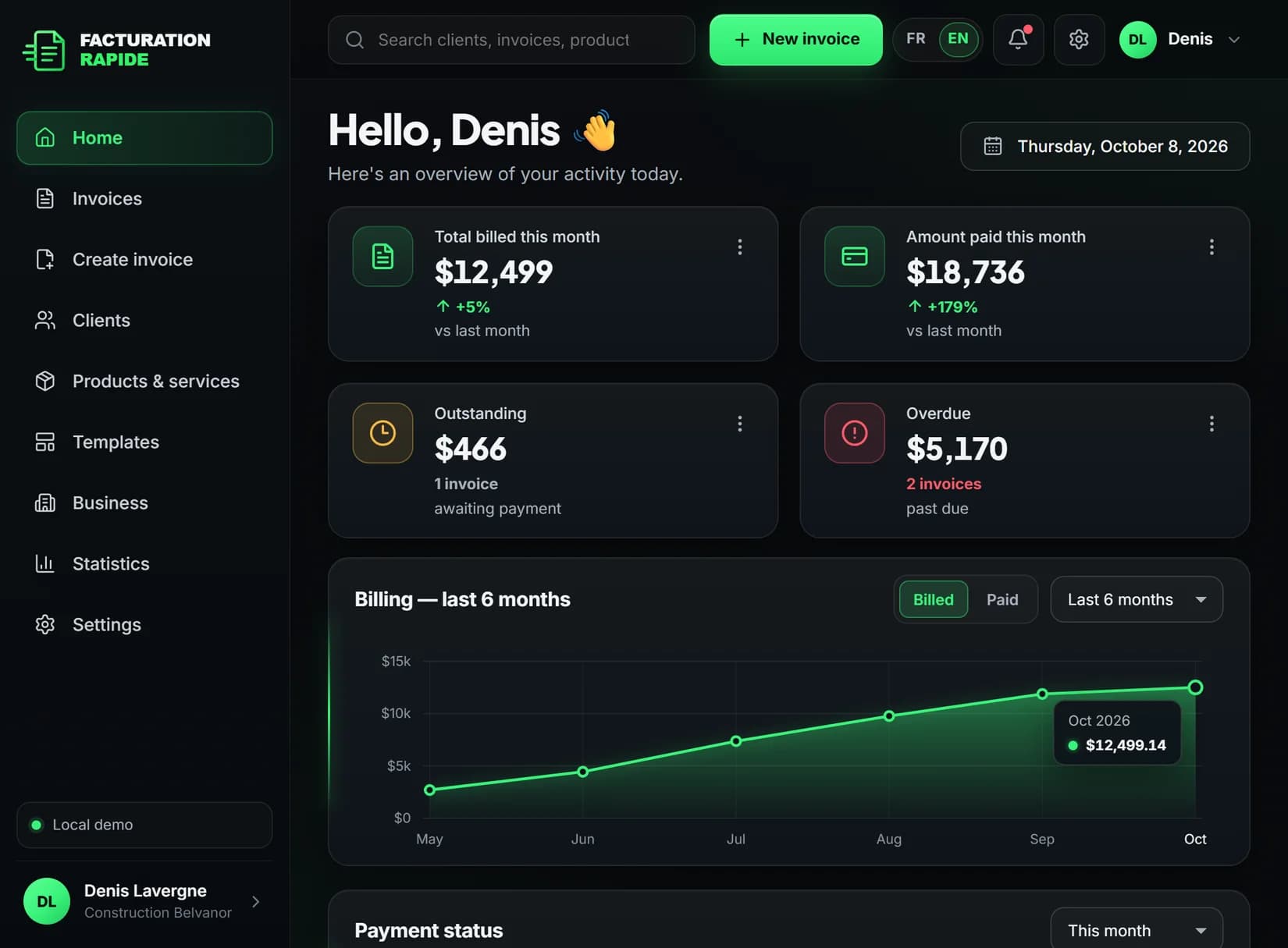 Facturation Rapide — Dashboard