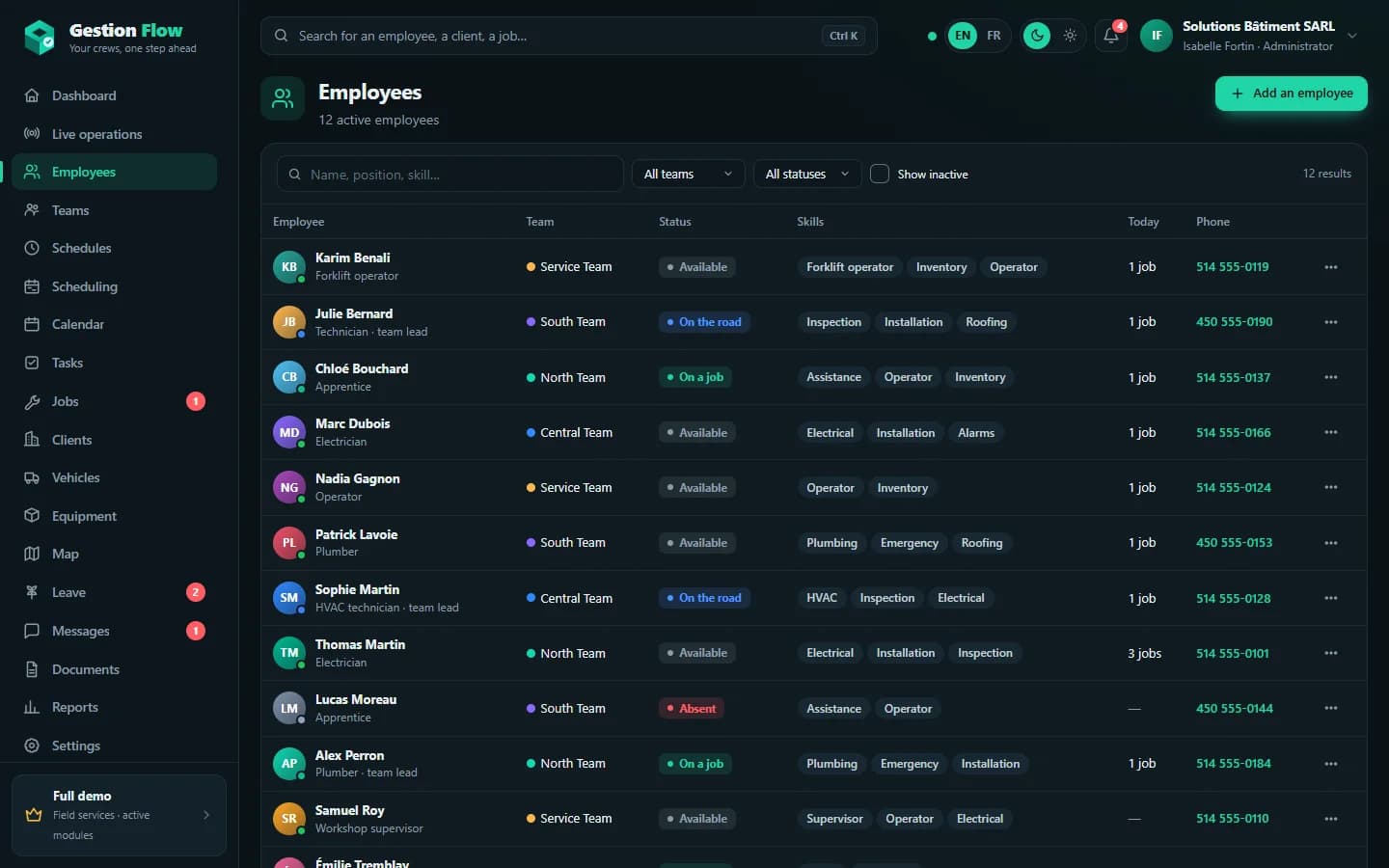 Gestion Flow — Employees