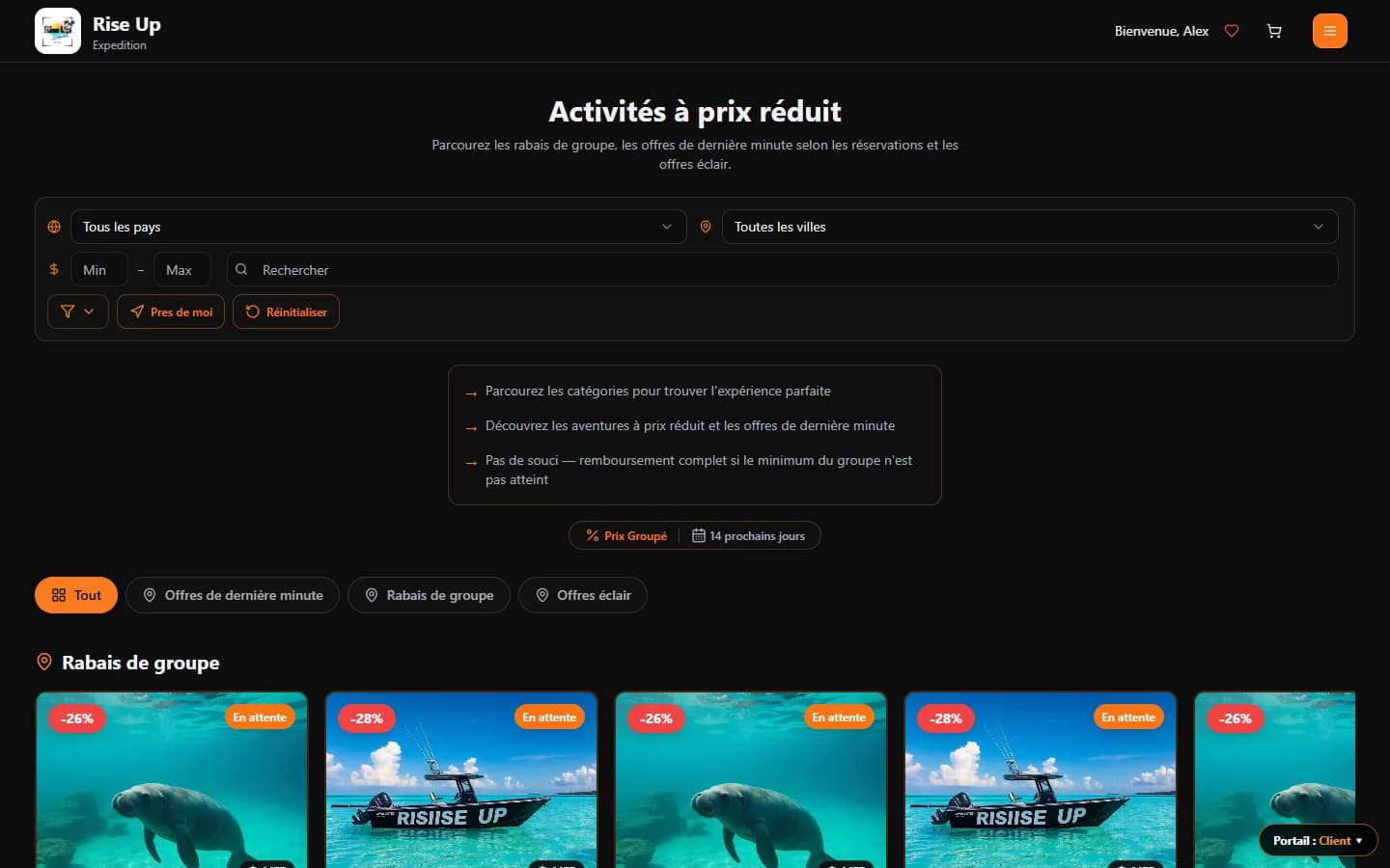 Rise Up Expedition — Prix de groupe