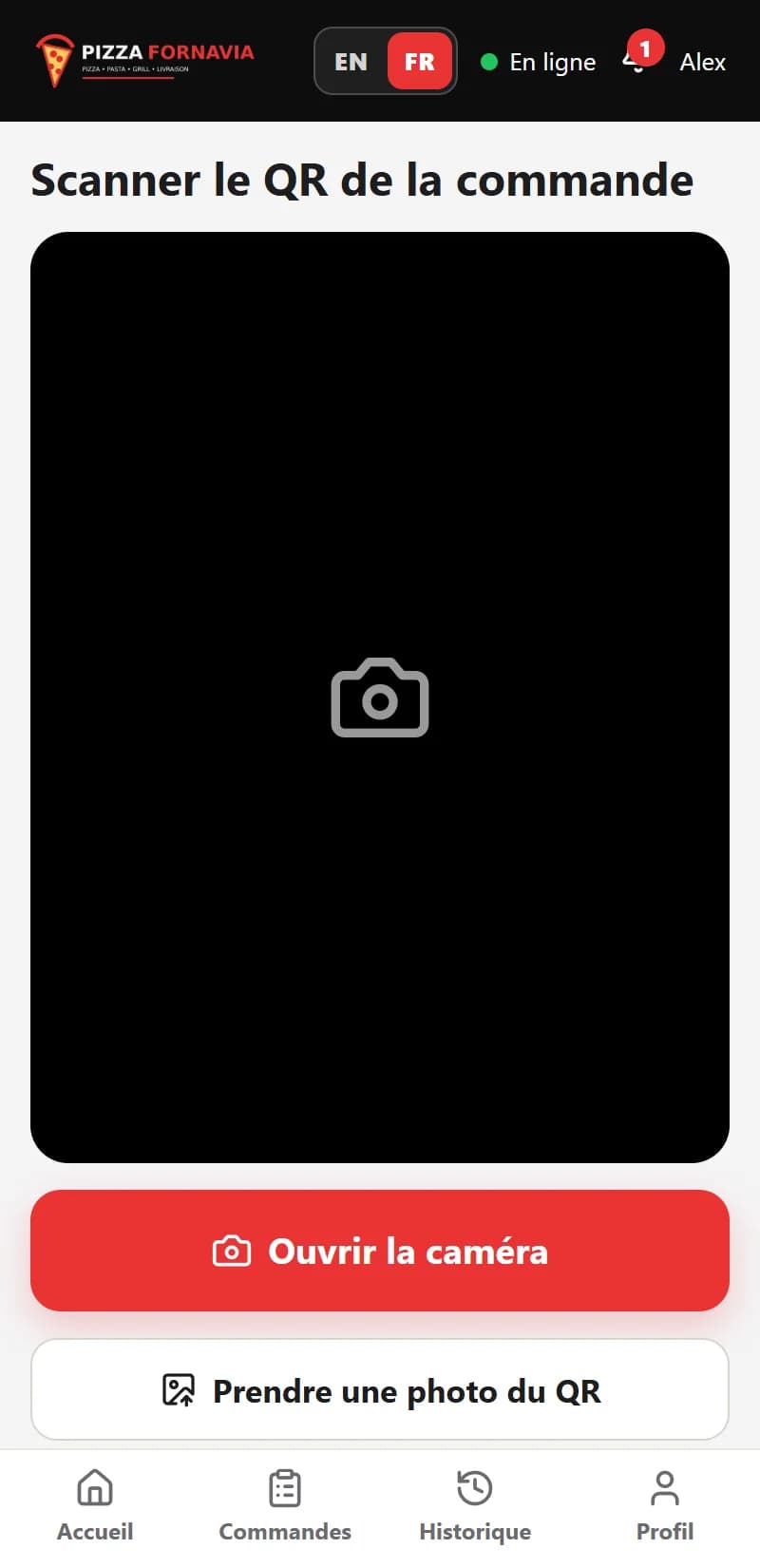 Delivery App — Scan du QR par le livreur