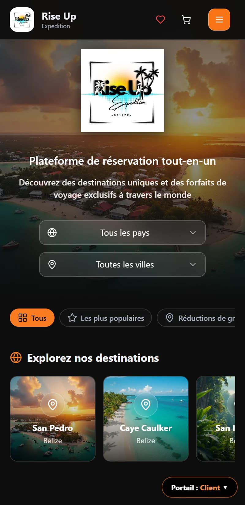 Rise Up Expedition — Accueil sur mobile