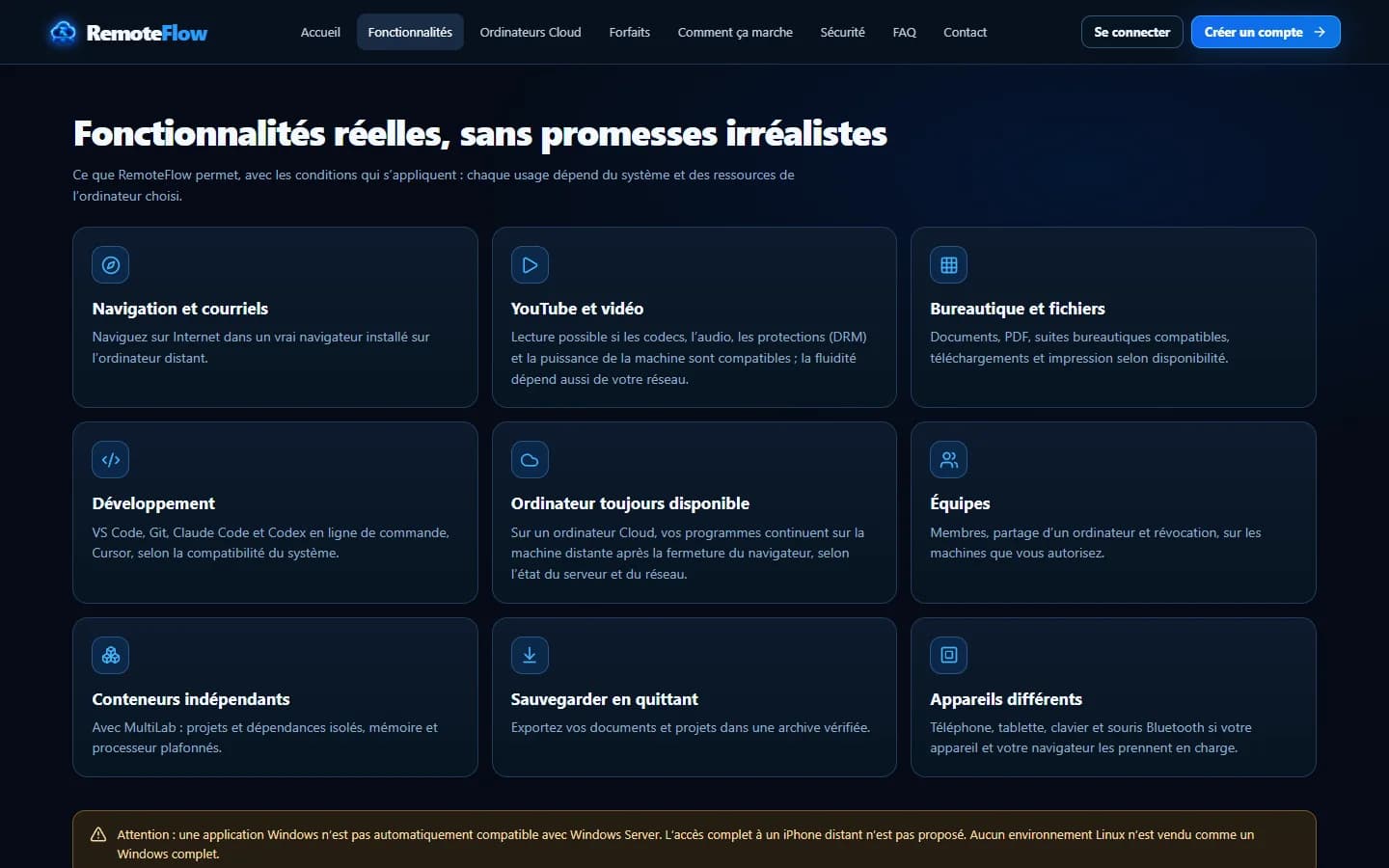 RemoteFlow — Fonctionnalités