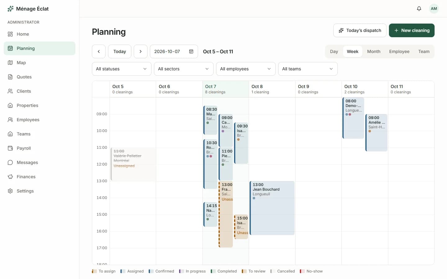 Ménage Éclat — Crew scheduling