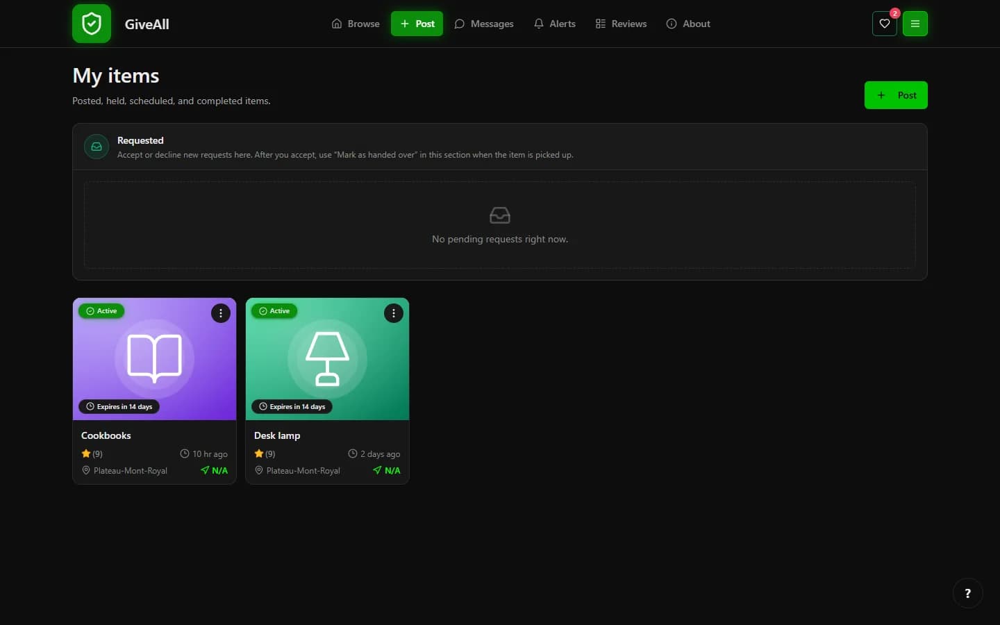 GiveAll — My items