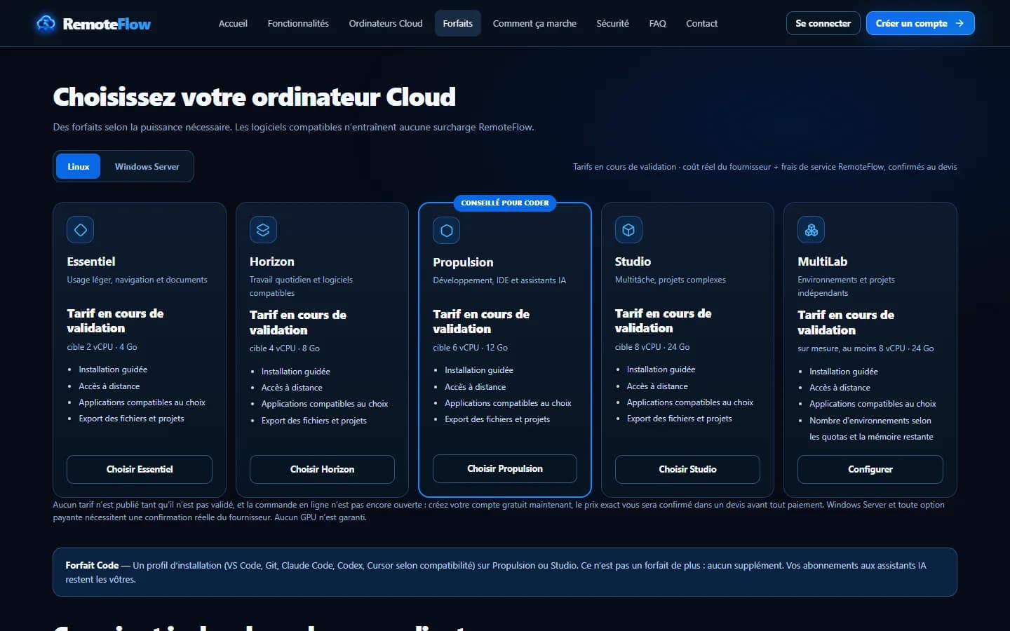 RemoteFlow — Forfaits