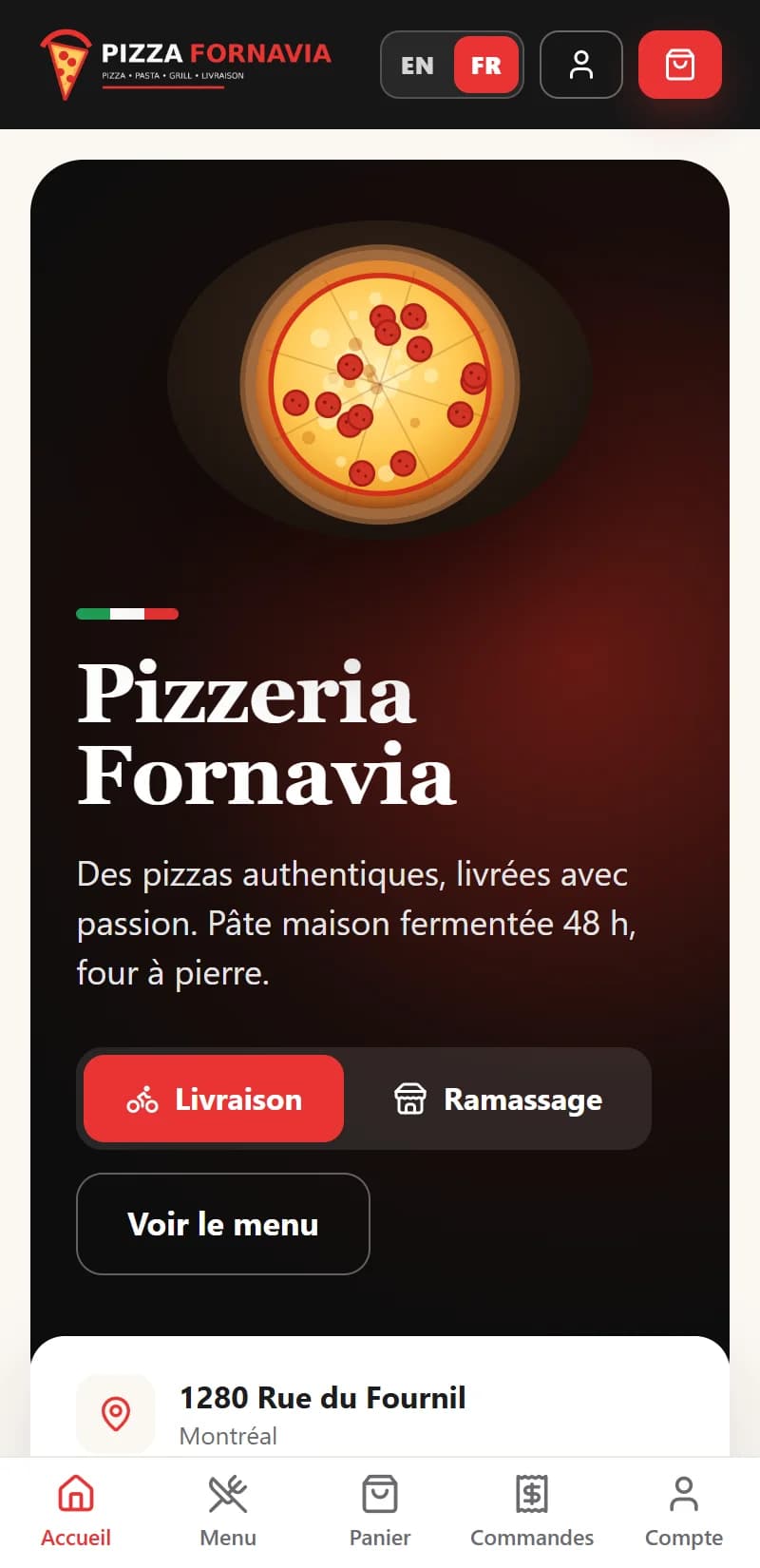 Delivery App — Site de commande sur mobile