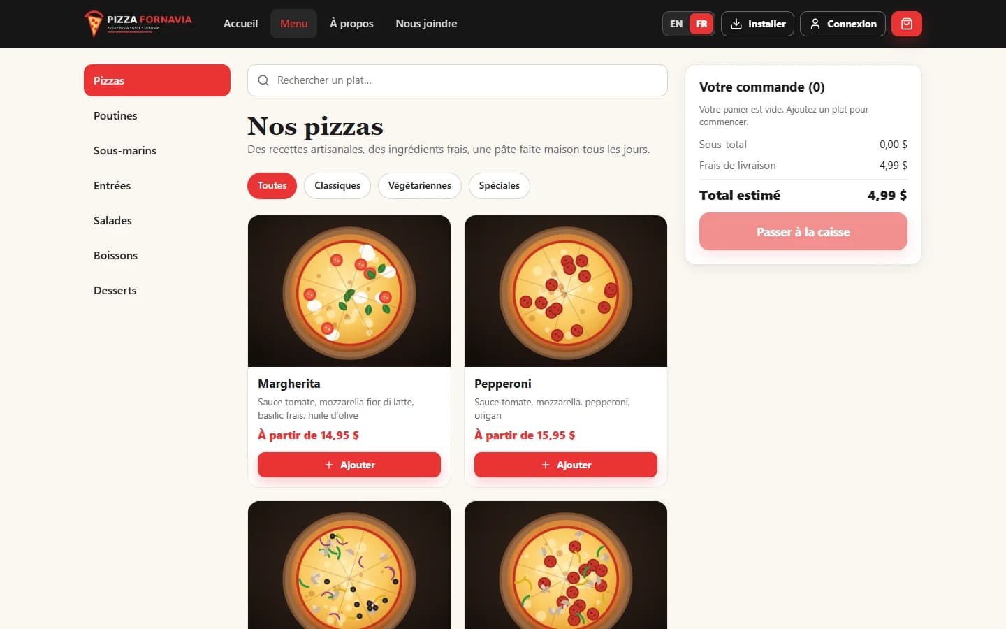 Delivery App — Menu