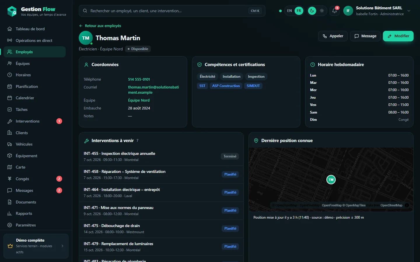 Gestion Flow — Fiche d'un employé