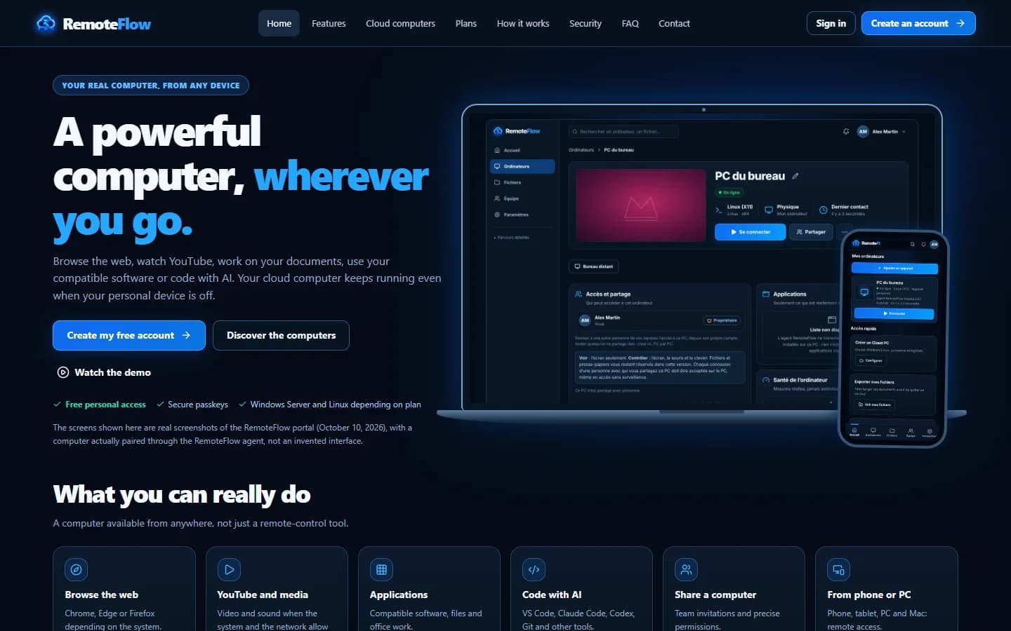 RemoteFlow — Home page