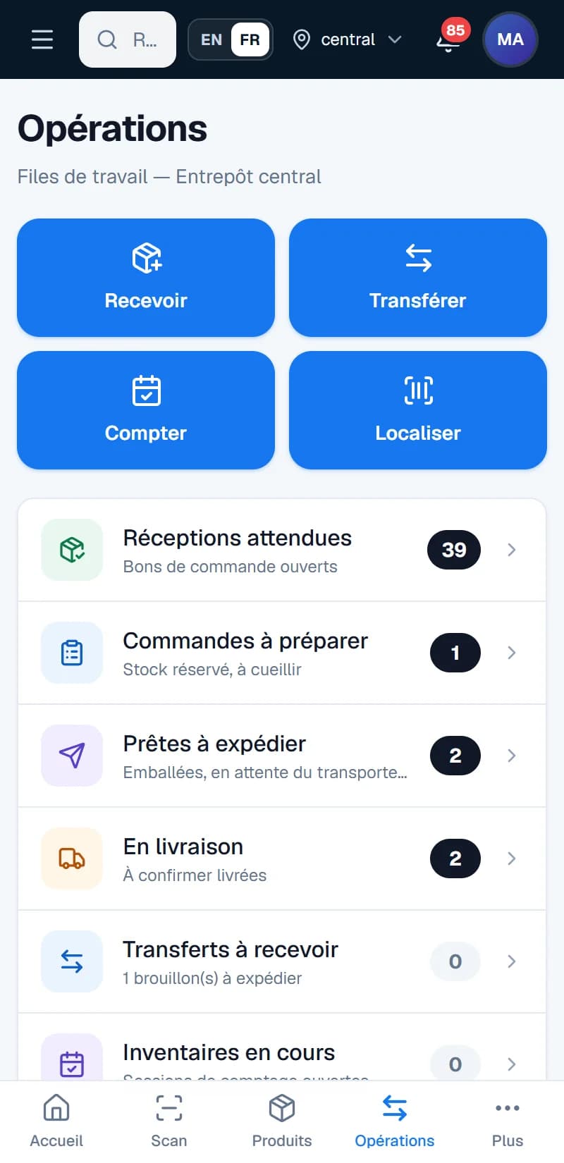 Xanotek Inventory — Opérations d'entrepôt sur mobile